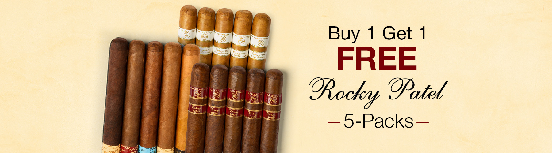 Buy 1, Get 1 Free Rocky Patel 5-Packs!