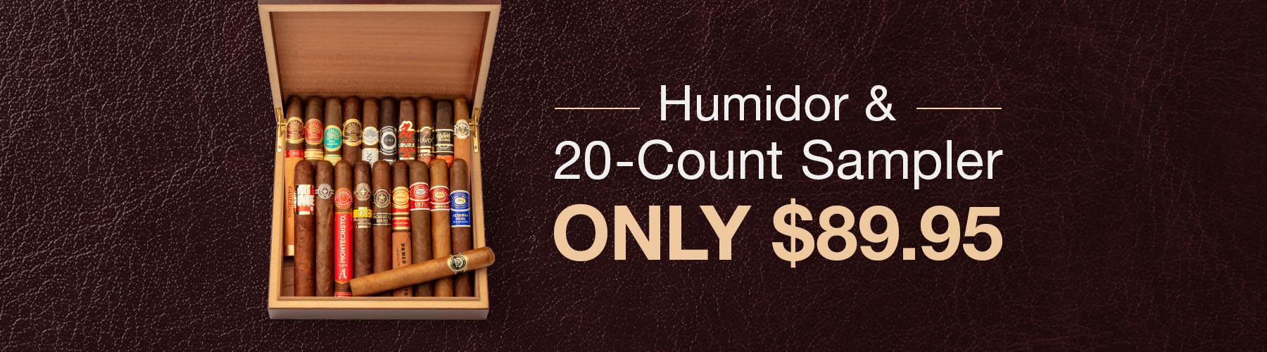 Humidor & 20-Count Sampler Only $89.95!